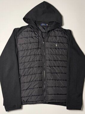 Polo Ralph Lauren Hybrid Puffer Quilted Hooded Jacket Men XXL Black Pony